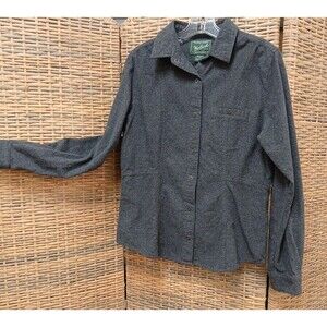 Women Woolrich Medium Gray Flannel Shirt Outdoor Cozy Classic Trips Equestrian